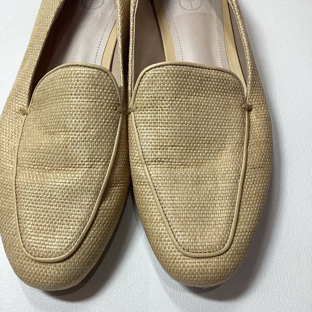Porte & Paire Beige Raffia Leather Trim Collapsible Loafers Women's Size EU 37 - Picture 5 of 14